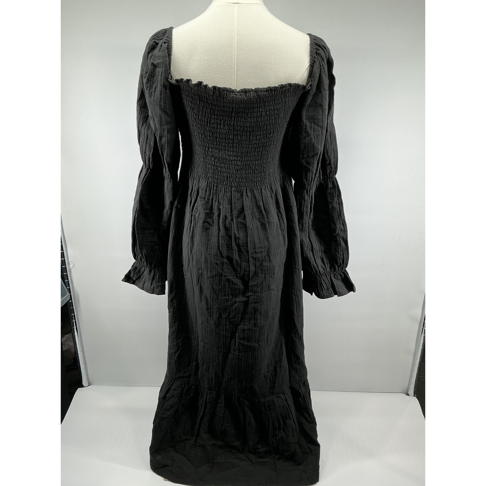 100% Organic Cotton Gauze Maternity Smocked Midi Dress - Picture 2 of 3